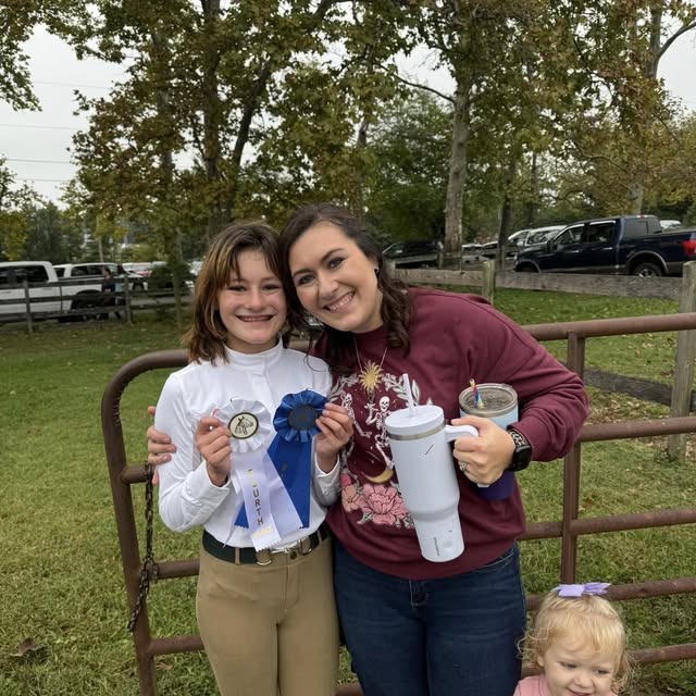 Jayleena and Mom with ribbons