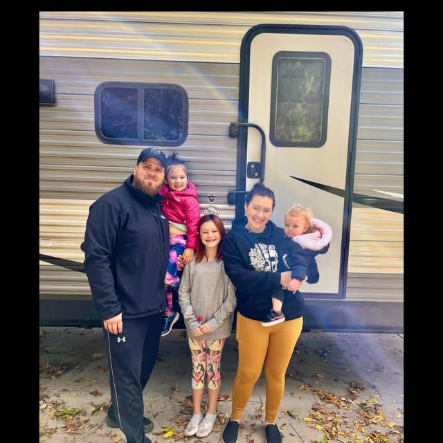 Family with camper