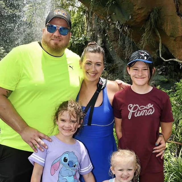 Family at theme park