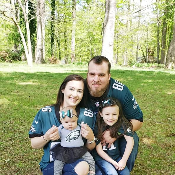 Family in Eagles jerseys