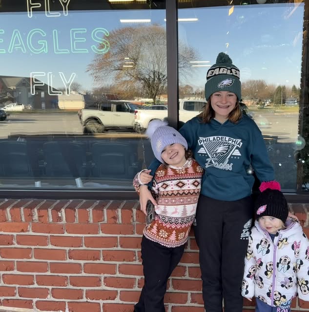 Three kids Eagles fans